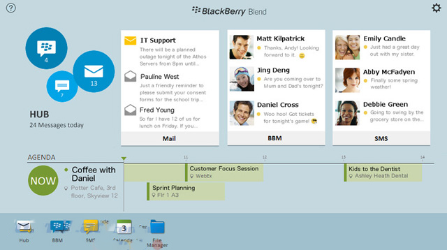 Giao diện ứng dụng quản lý điện thoại BlackBerry
