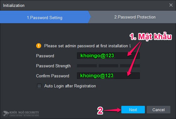 Thiết lập admin password cho SmartPSS lần đầu đăng nhập