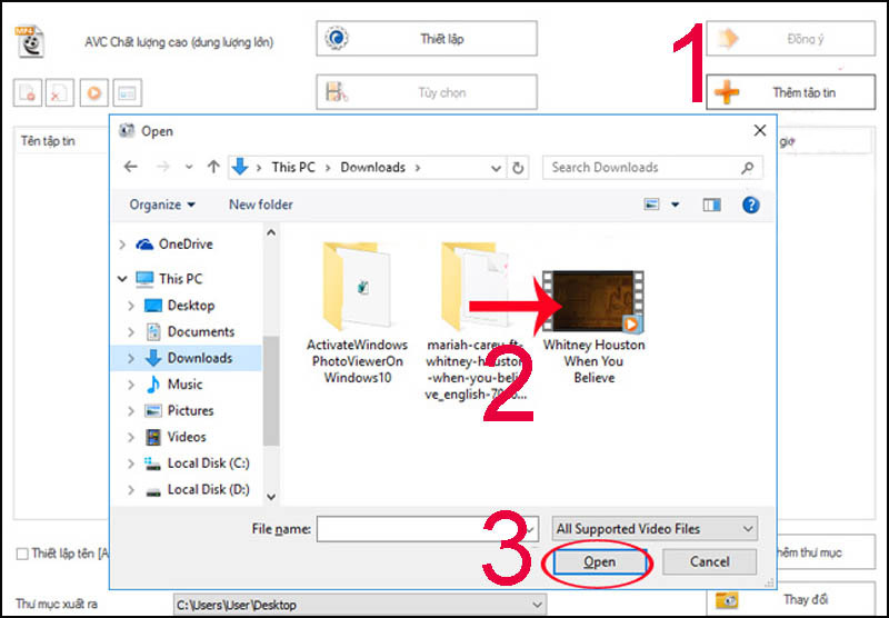 Bước 5: Bước tiếp theo sẽ xuất hiện bảng tùy chỉnh thiết lập cho video > Nhấn chọn vào mục Thêm tập tin (Add File) > Bạn tìm đến thư mục chứa video cần thêm phụ đề và nhấn Open
