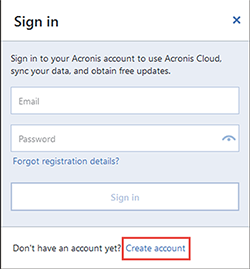 support acronis 2016 sign in